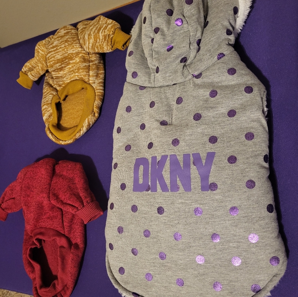 Dog 3 Jackets Purple DKNY,  Red and Tan Classics Size S